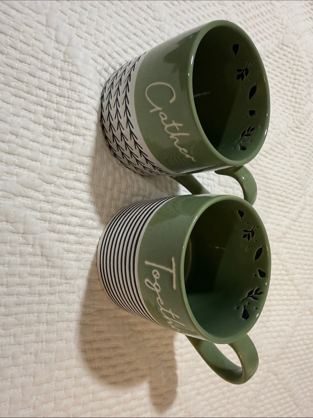 Green Ceramic 'Gather' & 'Together' Mugs - Set of 2